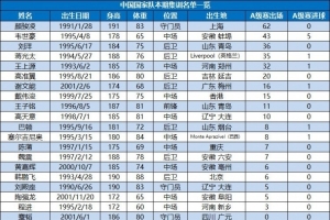 博主: 国足名单中有布尼亚明、赵松源等11人无A级比赛出场记录